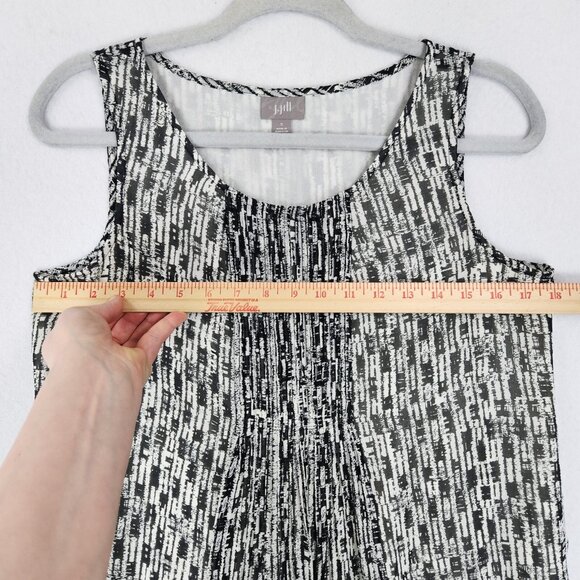 J Jill Dress Women Small Black White Pleated Sleeveless Knee Length Shift Casual - Picture 4 of 13